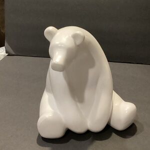 White Ceramic Polar Bear Sculpture - Minimalist Home Art